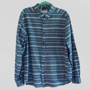 Columbia Mens 100% Cotton Blue Striped Shirt